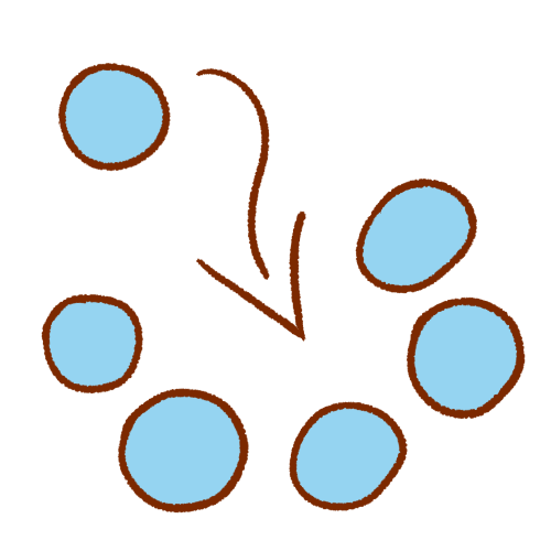 A light blue circle being placed with four other ones.